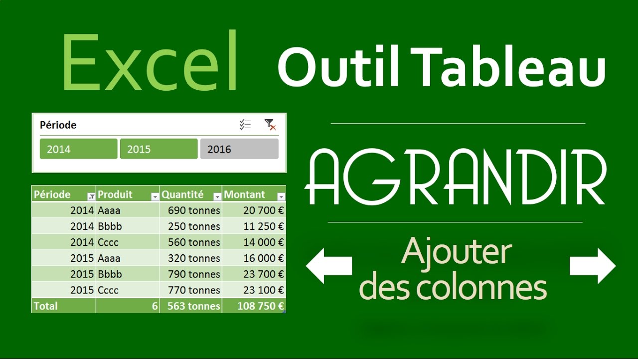 Excel Tableaux Agrandir et redimensionner