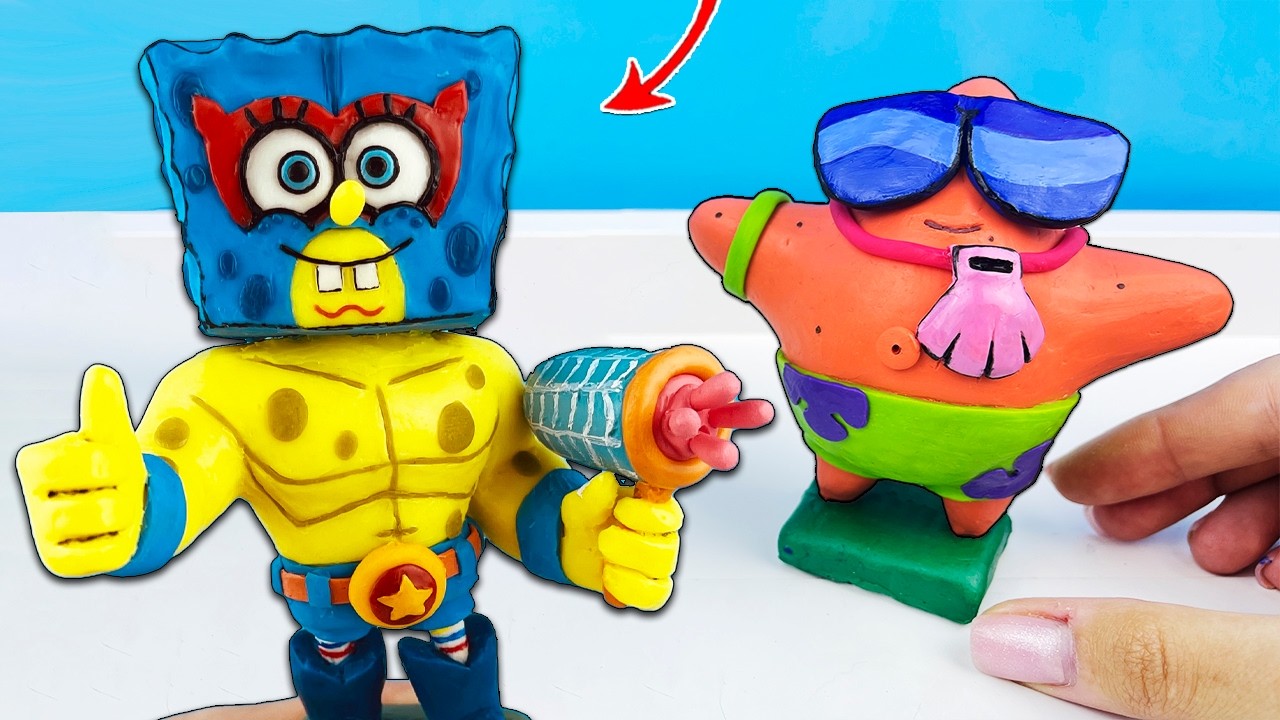 Лепим СПАНЧ БОБ В BRAWL STARS 🧽 Фигурка Spongebob El Primo и Патрик из бравл старс губка ✅ Лепка ОК