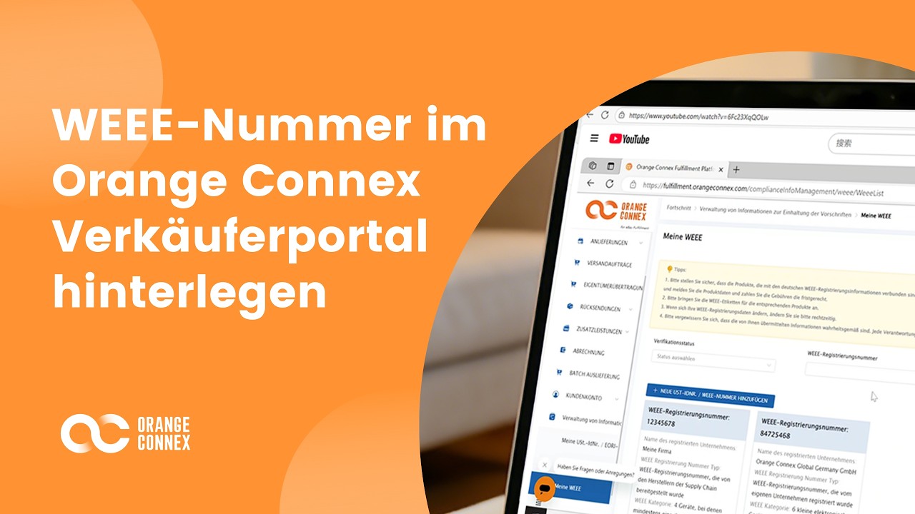 WEEE-Nummer im Orange Connex Verkäuferportal hinterlegen