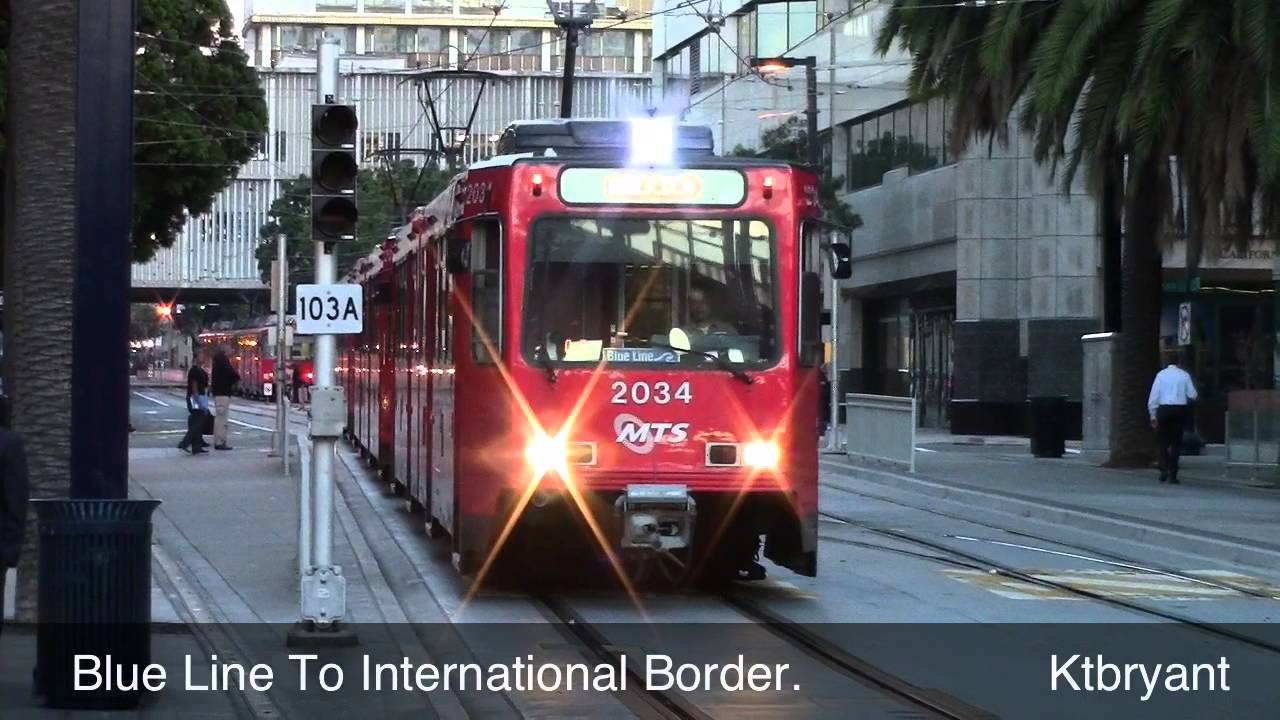 New Orange Line San Diego Trolleys Around Downtown - HD