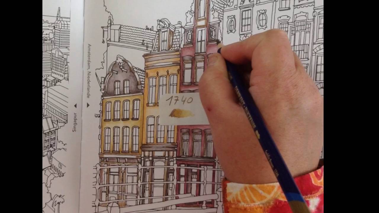FANTASTIC CITIES-FANTASTISCHE STEDEN - color tutorial part 1 - inktense pencils