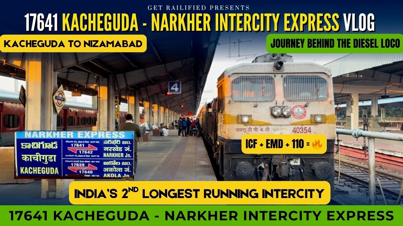 17641 Kacheguda - Narkher Intercity | Diesel Run | India's Second Longest Running Intercity | IR