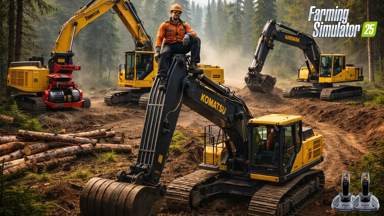 VIKING LOGGING CREW Builds a FOREST ROAD! 🛠️🌲 Heavy Forestry & Construction | FS25 (Part 1)