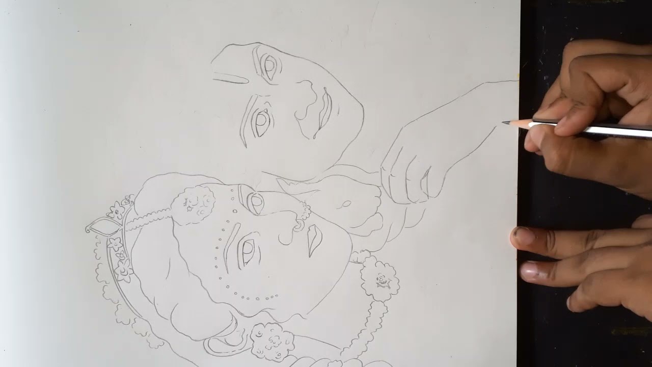 Radha Krishna Sketch|| Lord Krishna drawing|| Radha Krishna drawing part - 1 || CTW