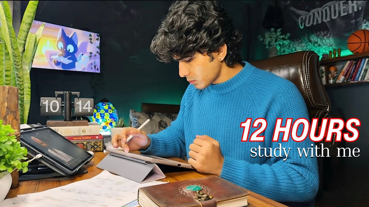 LIVE🔴 | 12 HOURS (Day 131/300) study with me |pomodoro 90/10
