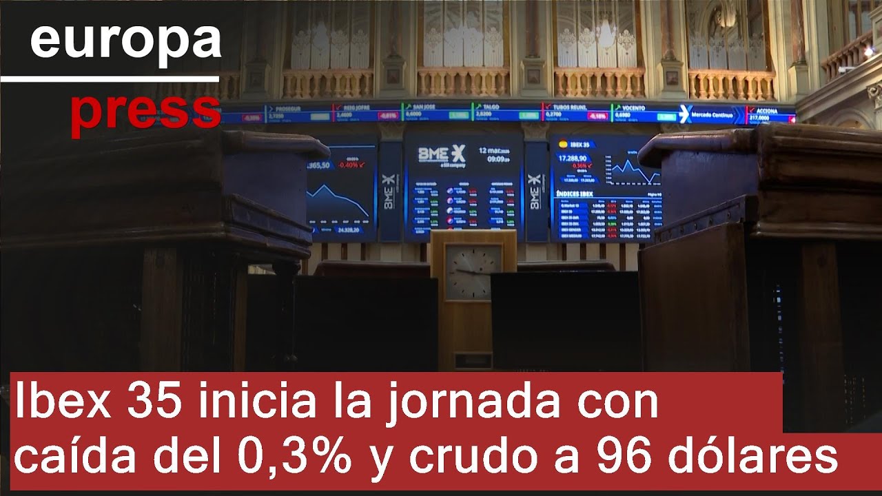 El Ibex 35 abre sesión con una caída del 0,3%, con el crudo en 96 dólares