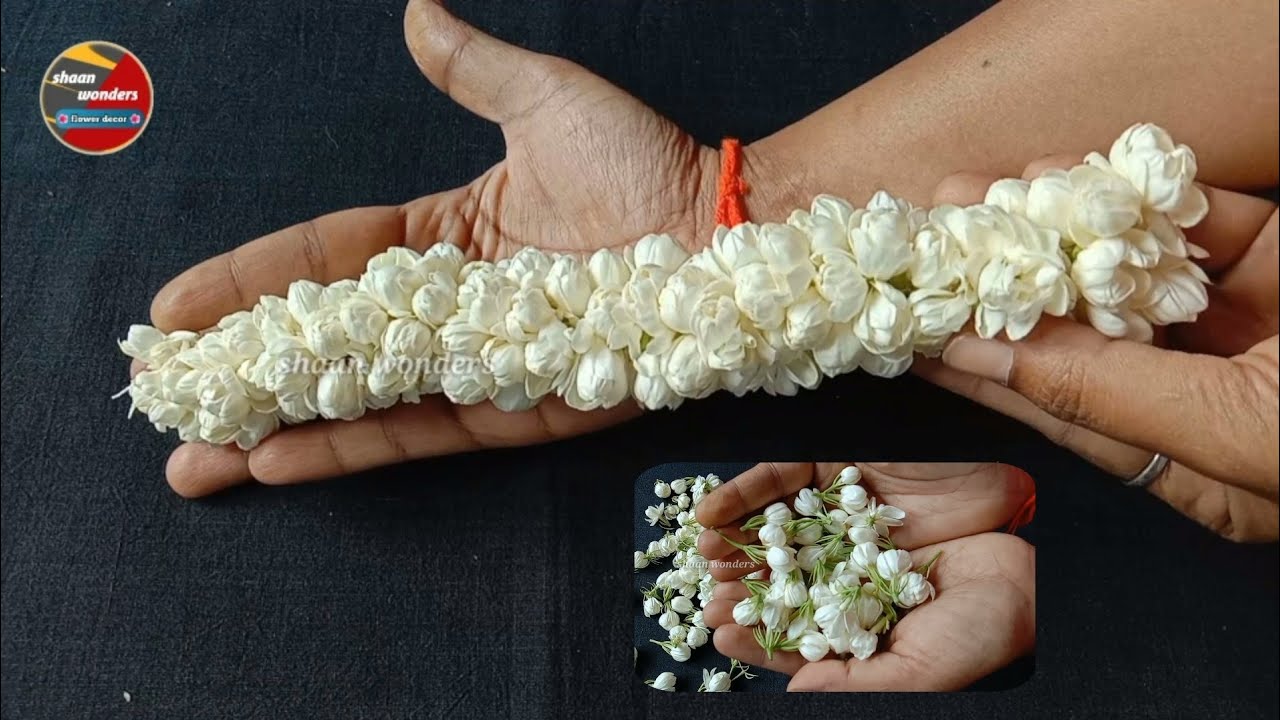 Beautiful WEDDING GARLAND making at home/SAMBAC FLOWERS GARLAND/Kagada Jasmine flower garland