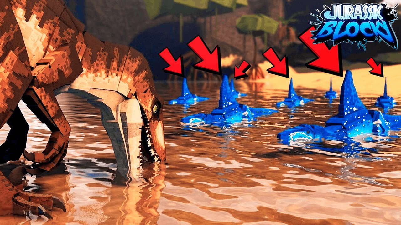 FOI MUITO ENGRAÇADO! USEI O SPINORAPTOR TUBARÃO PARA TROLLAR NO JURASSIC BLOCKY!! | ROBLOX