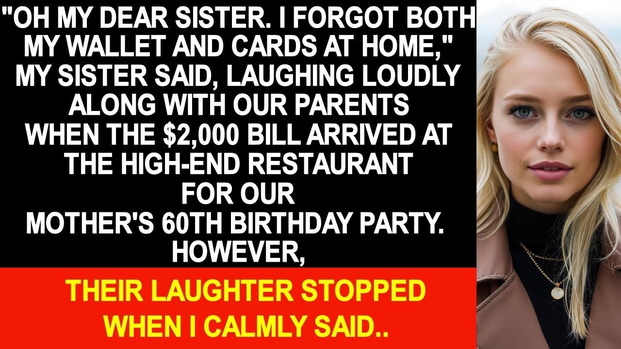 Parents and sister were laughing, saying they had forgotten their wallets at the luxury restaurant…