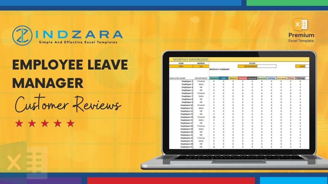 Employee Leave Manager - Excel Template (Customer Reviews)