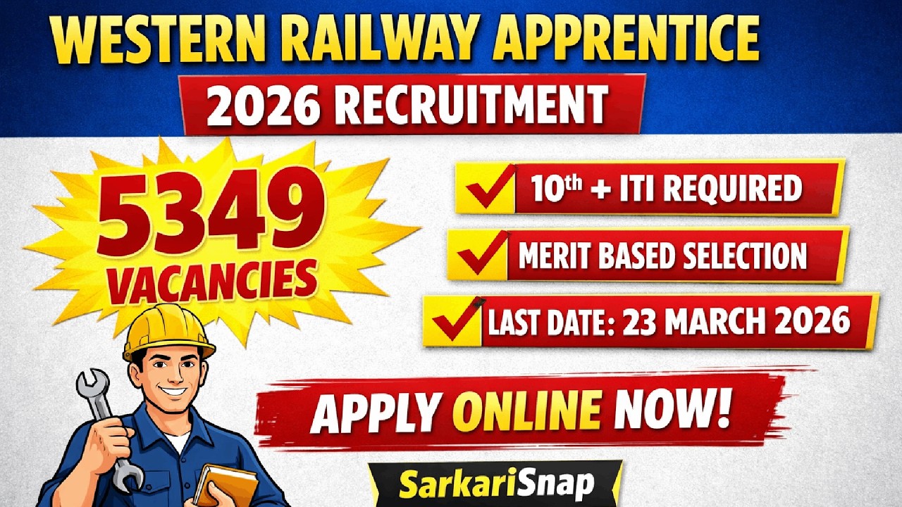 Western Railway Apprentice 2026 | 5349 Posts | Apply Online | Eligibility, Age, Fee, Syllabus