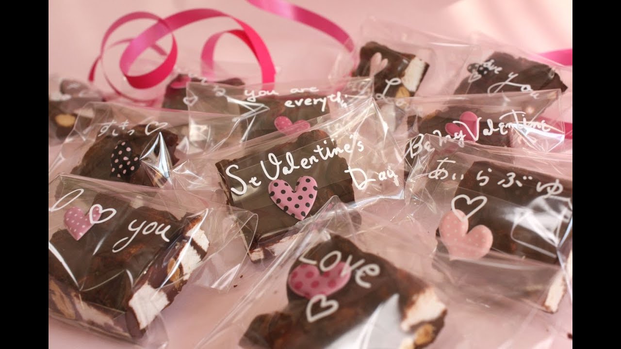Easy Valentine's Recipe(marshmallow & nuts  chocolate) バレンタインチョコ (ロッキーロード風)