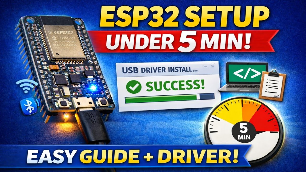 ESP32 Setup Under 5 Minutes Arduino IDE + USB Driver (2026)