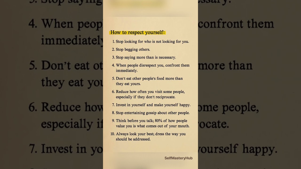How to respect yourself