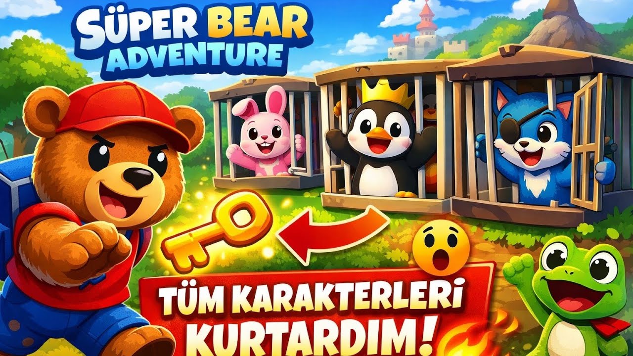 Süper Bear Adventure | Kafesteki Tüm Karakterleri Kurtardım! 🐻🔥