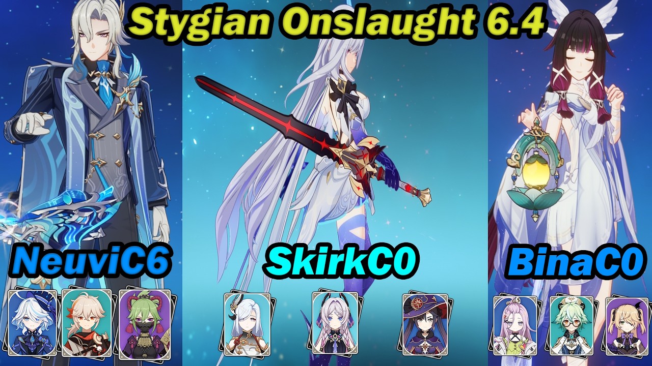 Stygian Onslaught 6.4 -  Menacing Difficulty | C0 Skirk • C0 Bina • C6 Neuvillette | Genshin Impact