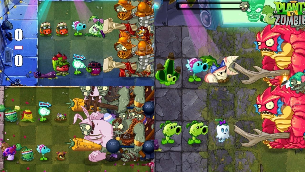 PvZ 2 - Random 4 plant Vs Random 4 plant Vs Zombie Team- p1 - What Team will win?
