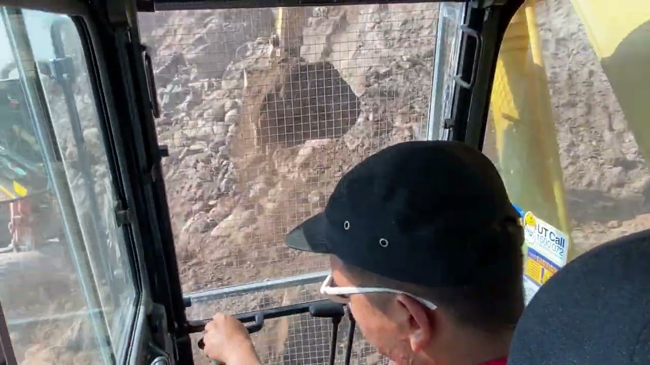 Excavator hydraulic digging top soil in quarry stone ‼️