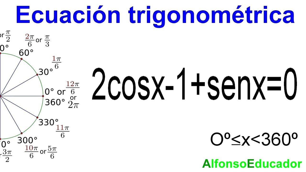 ECUACIÓN trigonométrica 🔺 2cosX – 1 + senX = 0