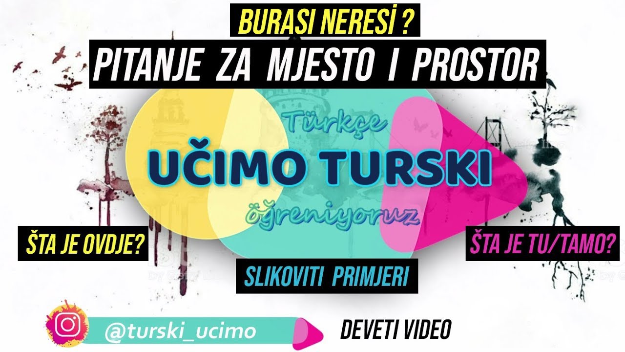 Učimo turski - PITANJE ZA MJESTO ILI PROSTOR *Burası neresi?* ( sa slikovitim primjerima ) 1/9