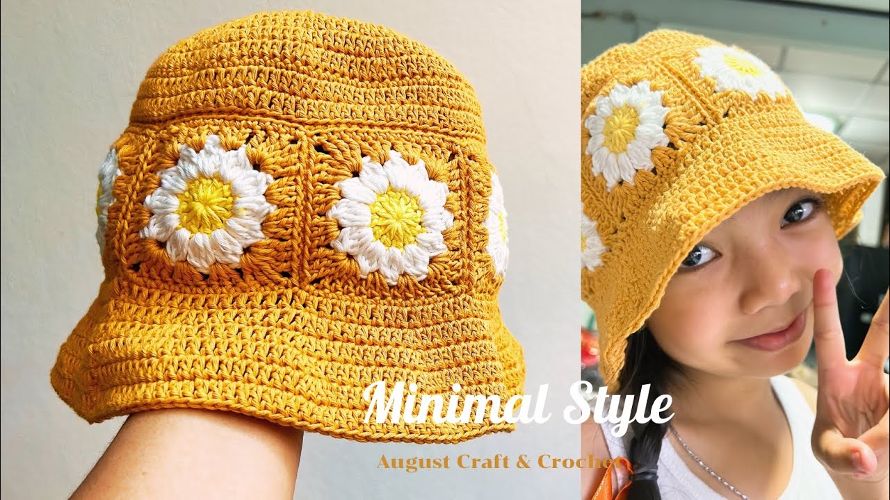 How to Crochet granny square bucket hat. So cute and easy .