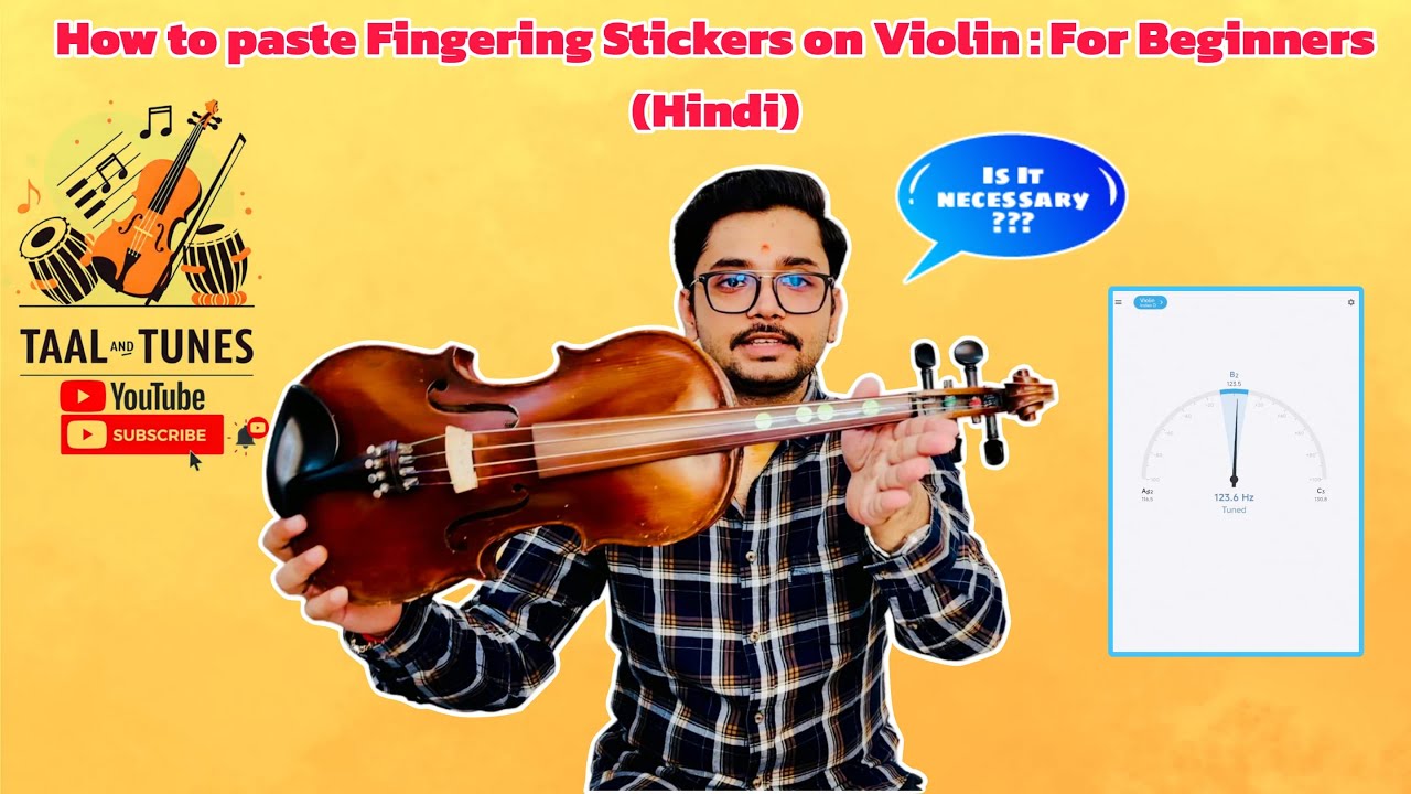 How to paste fingering Stickers on violin : Beginners Guide (Hindi)