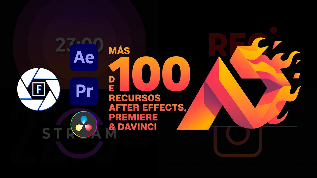 100 Plantillas, Títulos, Efectos  y transiciones para After Effects, Premiere y Davinci gratis
