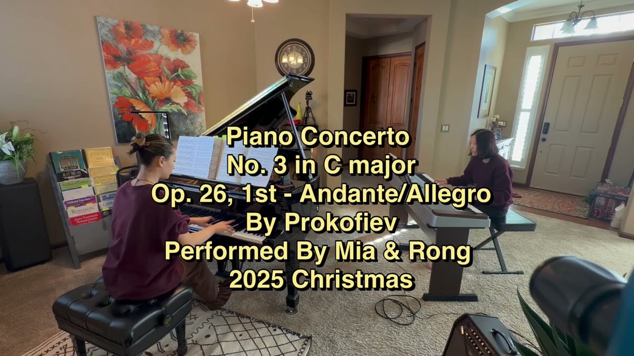 Family classic piano mini-concert (1/4) performed by Mia & Rong ( My first piano teacher) 