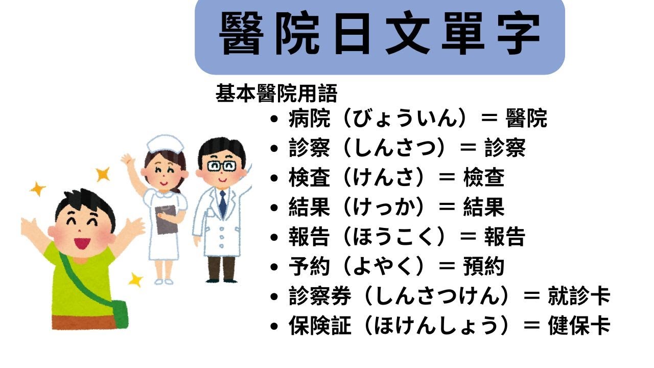 醫院日文單字#用聽的背單字#N1N2日文單字