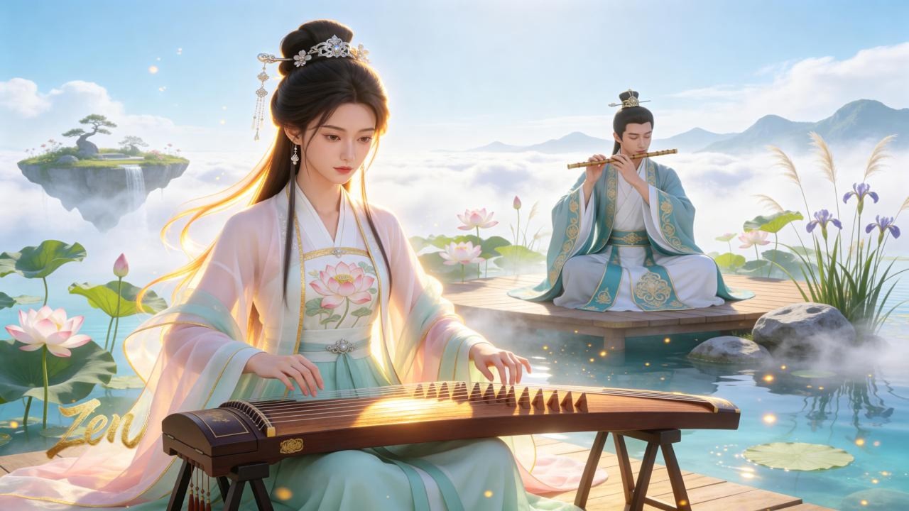 Calming Chinese Zen Music | Heavenly Lotus Pond Guzheng & Flute for Inner Peace & Restful Sleep