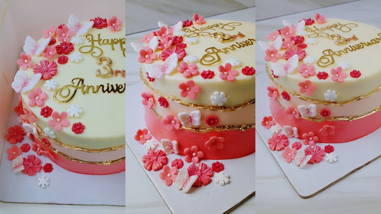 Fault line ombre cake design | Spring flower shower cake