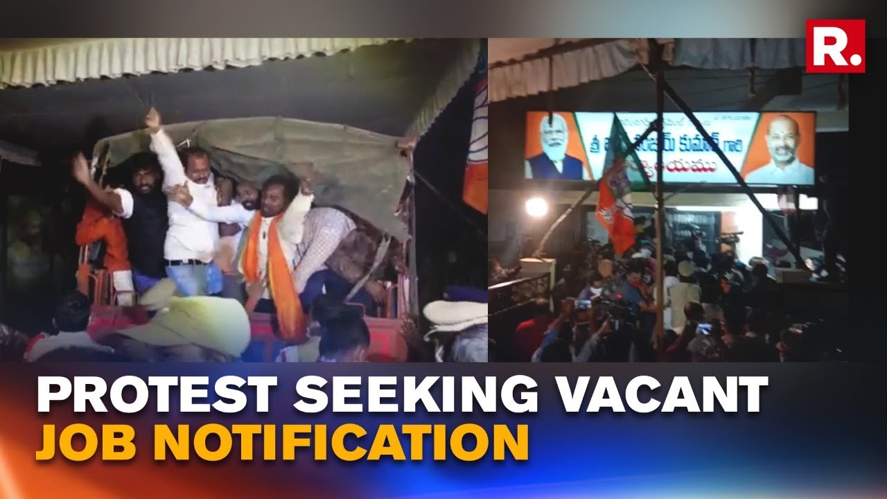 Telangana BJP Stages Protest Against TRS Govt Demanding Vacant Job Notification