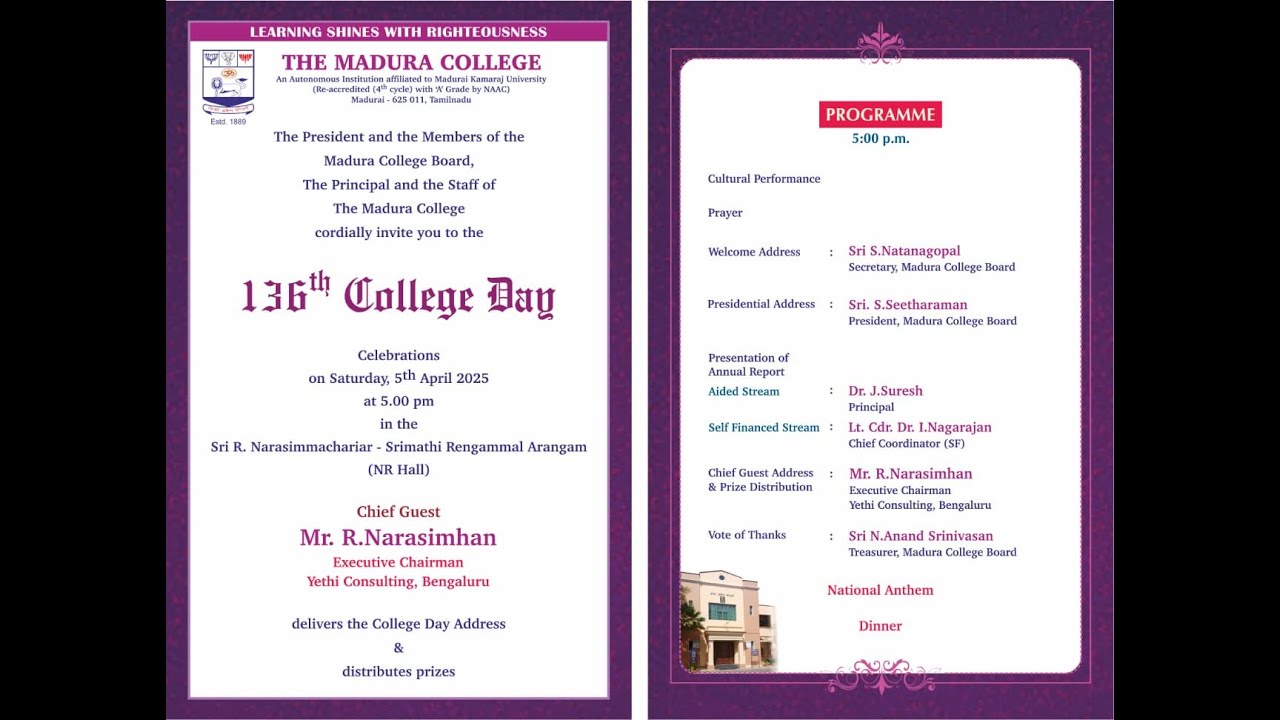 || The Madura College ||  College Day 2025 || 05-04-2025 ||