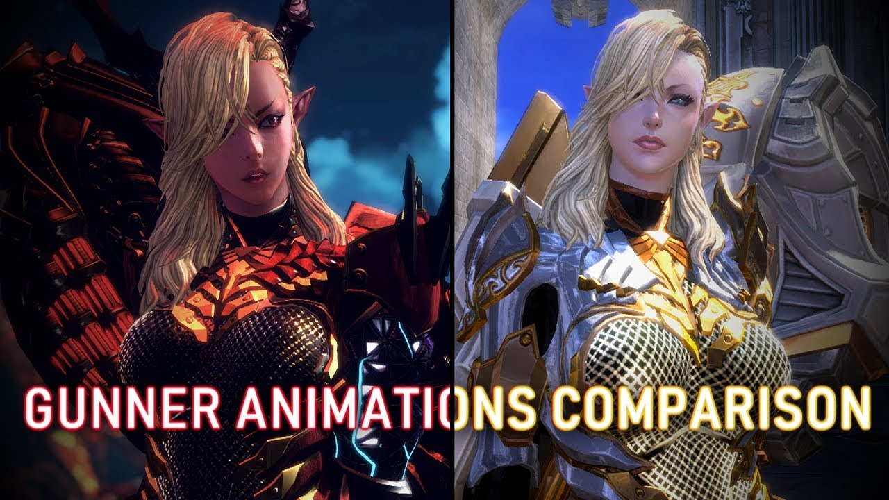 TERA - Castanic Gunner vs. High Elf Gunner (Animations Comparison)