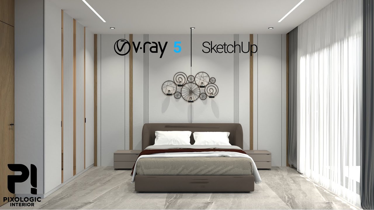 Modern Bedroom Design | Vray 5 Sketchup interior Day Render |  Interior Design | Pixologic Interior
