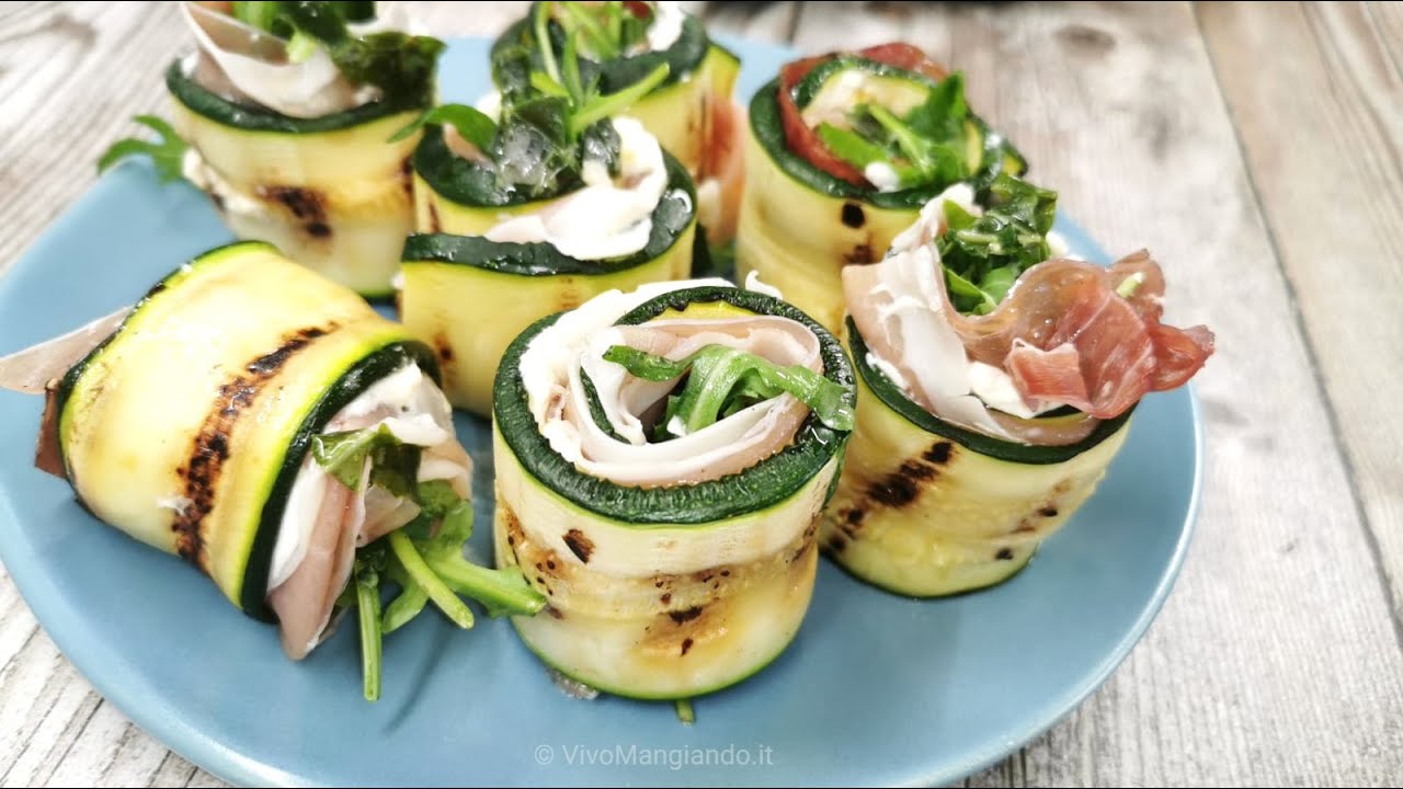 Rotolini di zucchine speck e rucola