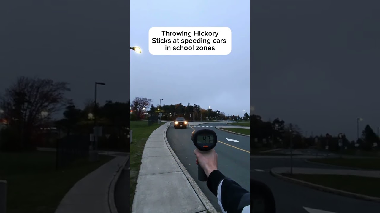 Throwing Hickory Sticks at speeding cars in school zones 😂