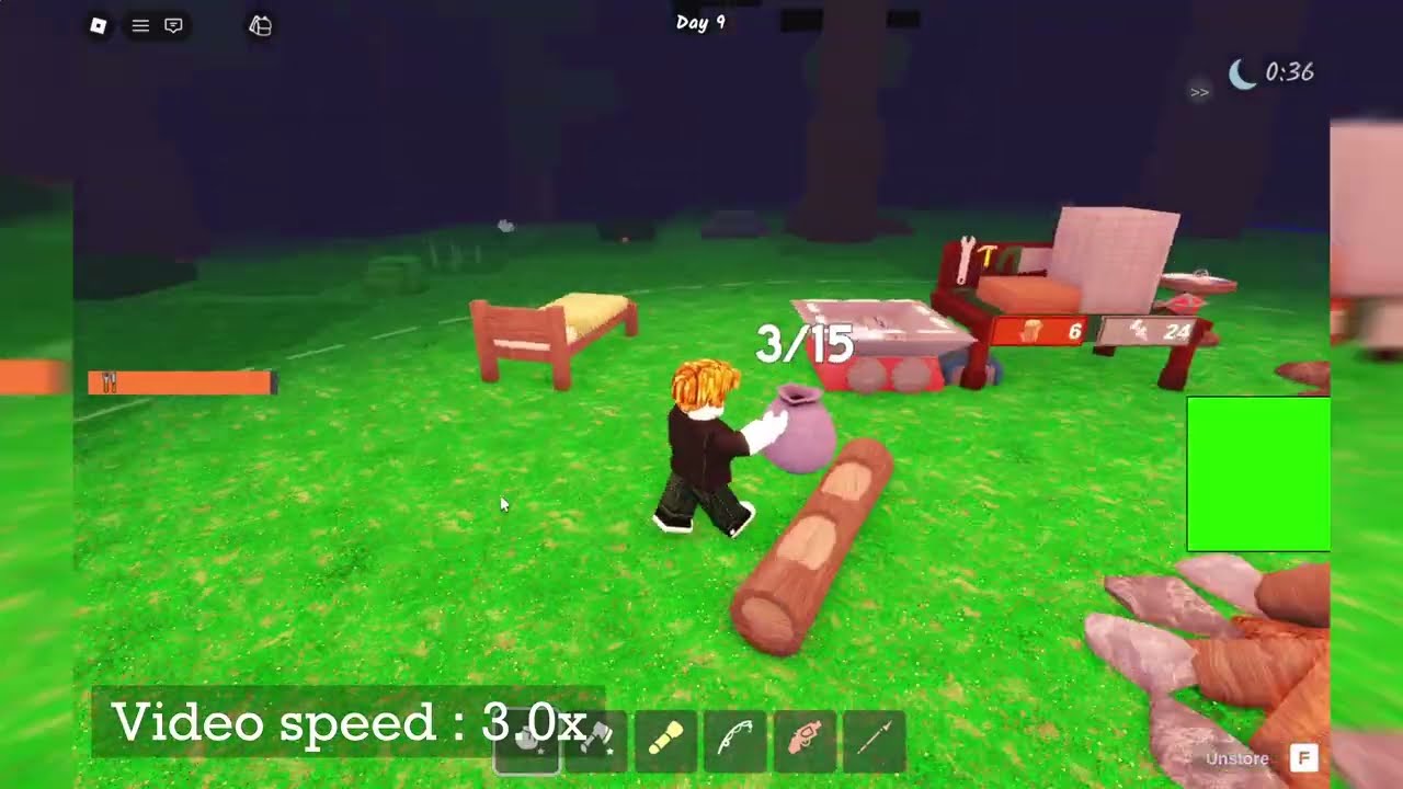 Roblox 99 Nights In The Forest, but video speed up after every night...