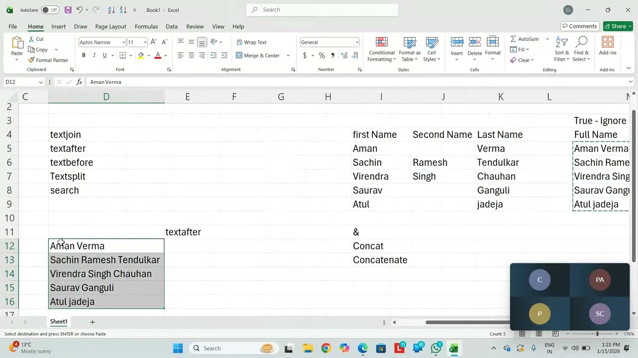 Data Analytics Course Batch 110 Excel Training : Session 15