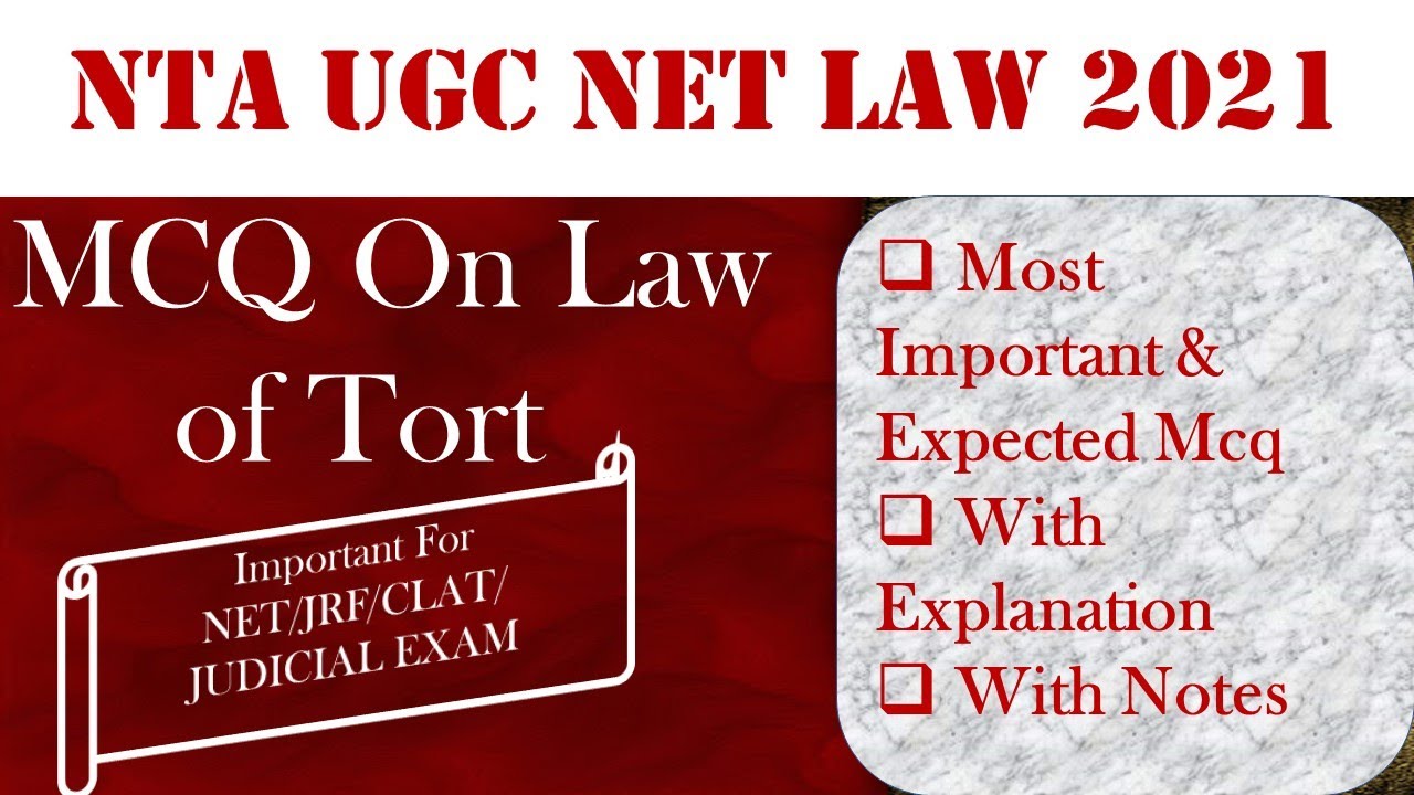 Law Of Tort I Important MCQ I MCQ Series for Law