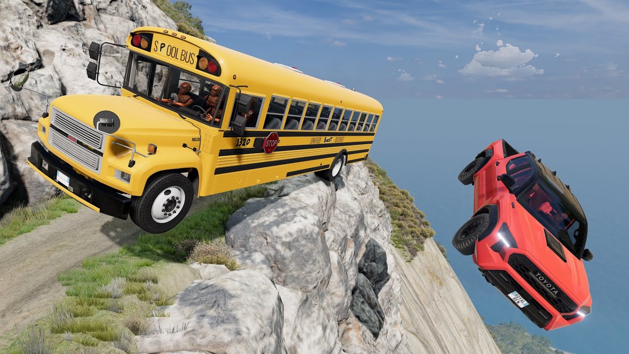 Deadly School Bus on Dangerous Cliff Road 😱| BeamNG.drive#238 