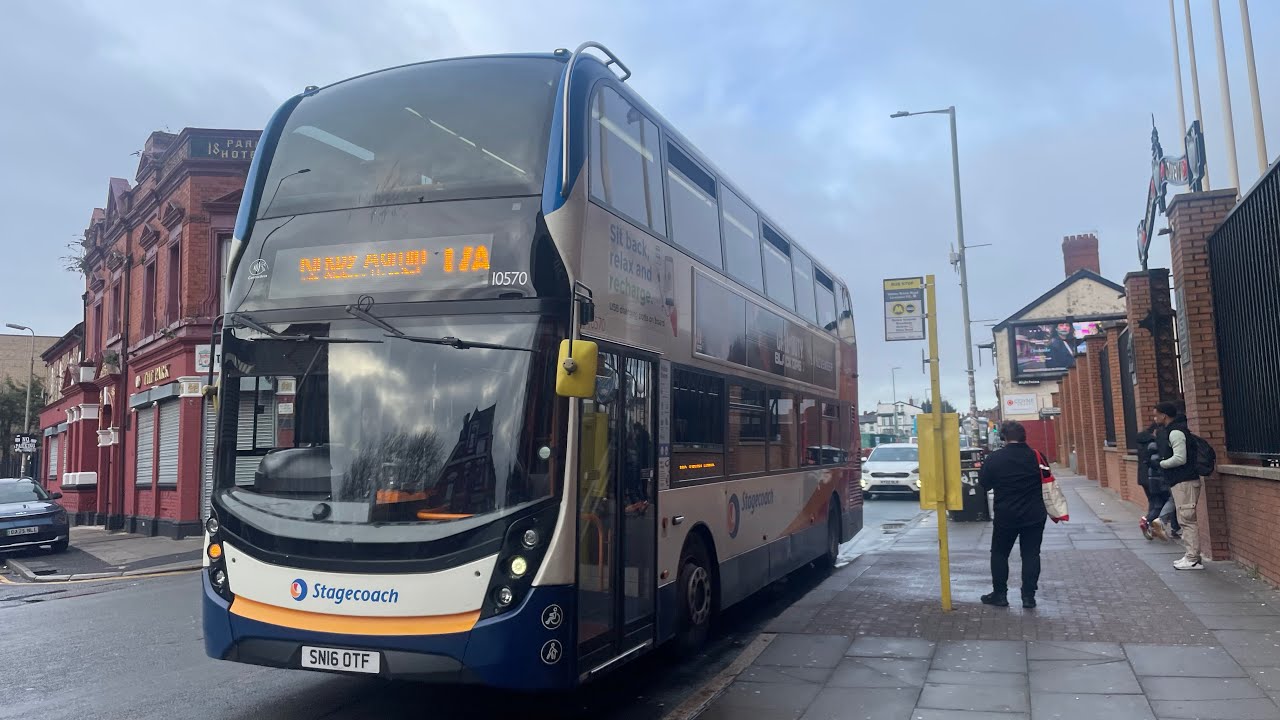 Stagecoach E400 MMC 10570 SN16 OTF on a 17A-Kirkby between Liverpool Greek Street and Liverpool FC 