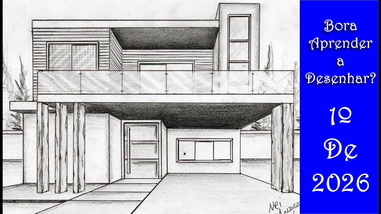 Como Desenhar Casa Moderna. Venha Desenhar Passo a Passo. Primeira de 2026 Bora???