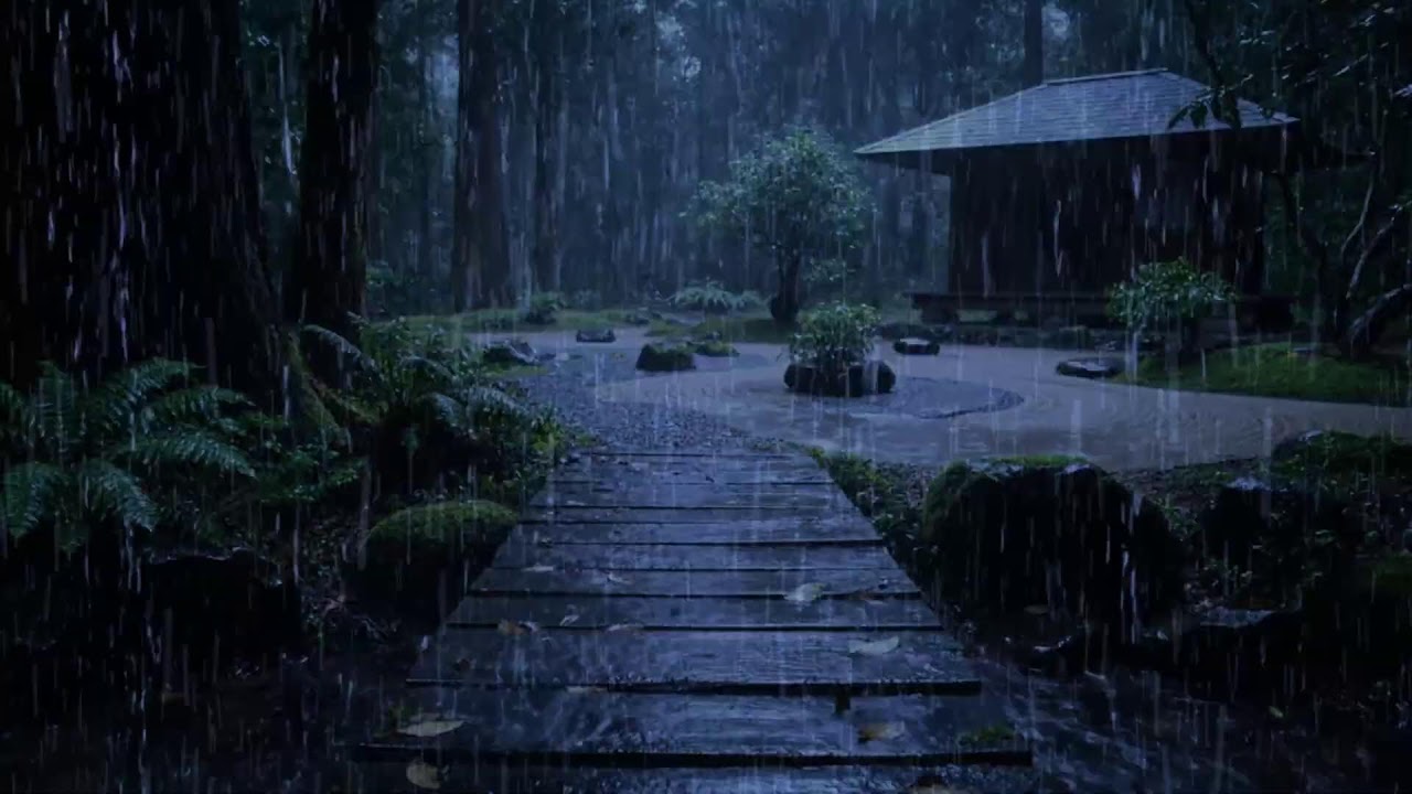11 Hours of Heavy Rain in a Forest at Night 🌧️” – Relaxing White Noise