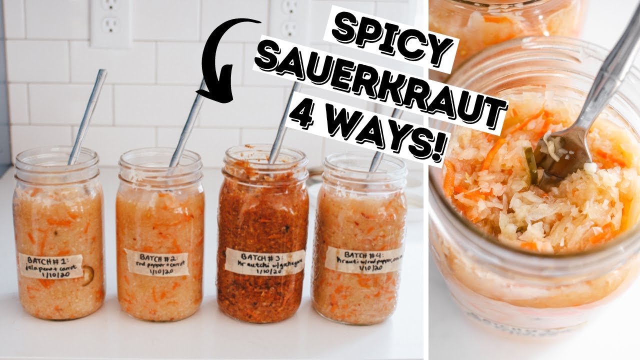 EASY Spicy Sauerkraut 4 Ways! | Homemade Spicy Sauerkraut with a Kimchi Vibe!