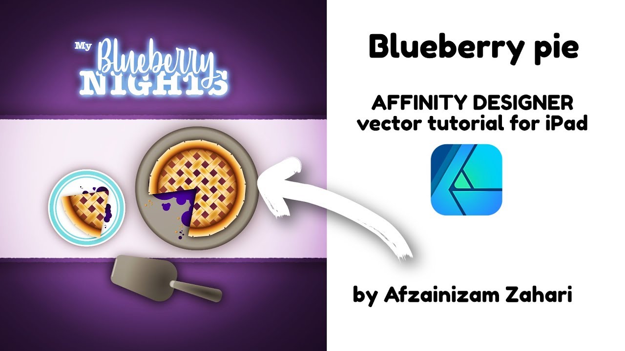 Affinity Designer for iPad vector art Tutorial: blueberry pie