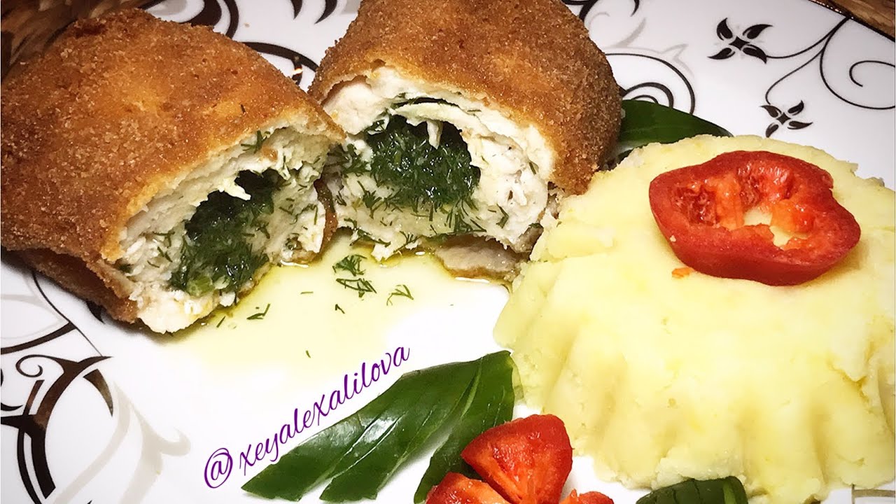KİYEV KOTLETİ.TOYUĞUN DÖŞ ETİNDEN LƏZİZ KOTLET.KİYEV USULÜ TAVUK KÖFTESİ.ГОТОВИМ КОТЛЕТЫ ПО КИЕВСКИ.