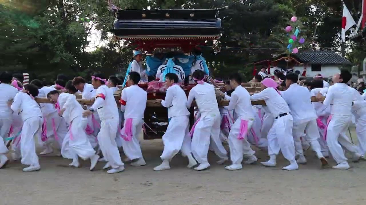 田熊の秋まつり　東西山車の競争②　田熊八幡宮　尾道市因島の神社