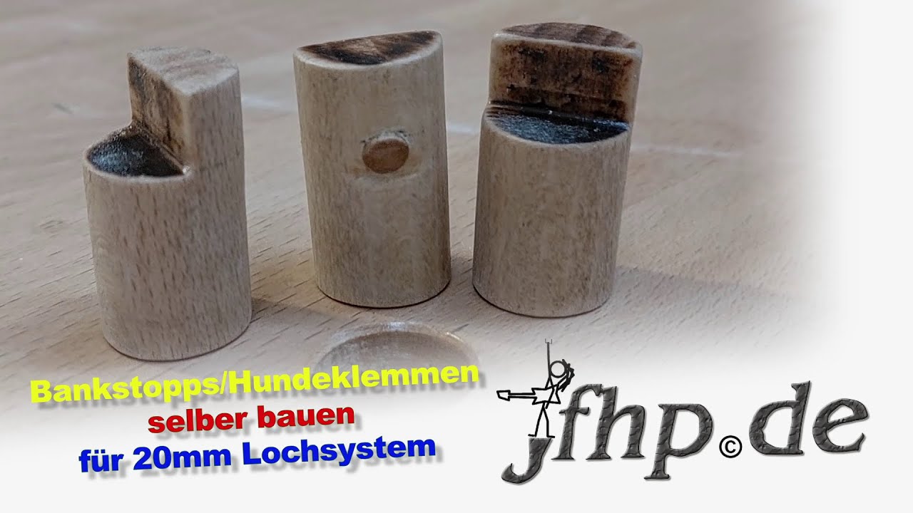 Einfache Bankstopps / Bankhaken / Hundeklemmen f&uuml;r die Werkbank aus Buche