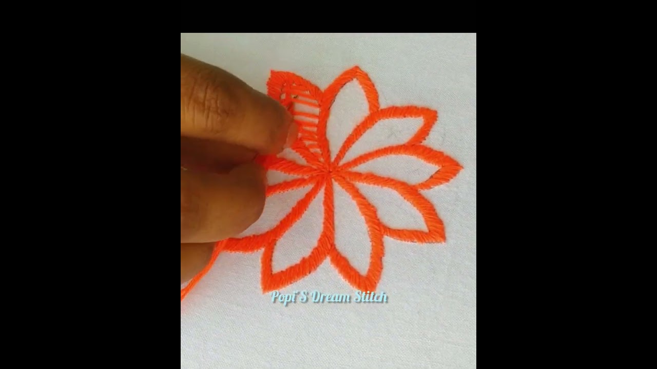 Simple satin stitch hand embroidery design 😵‍💫💕🌼🪡🧶#embroiderylover #viralvideo #reelsvideo #stitch 